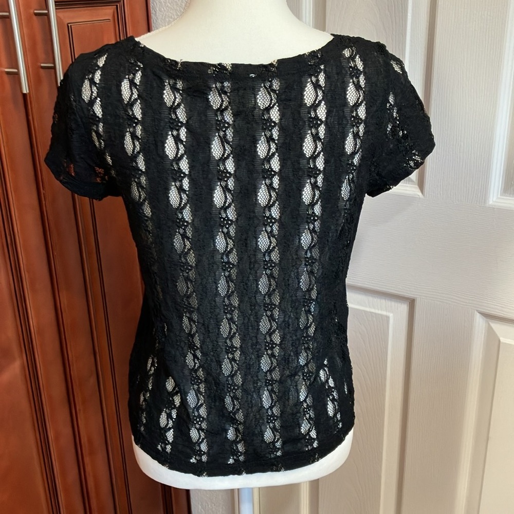 Y2k vintage Forever 21 women’s Black Lace top Blouse Size:L juniors - Picture 2 of 8